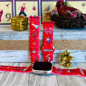 12 Days Of Christmas Print Silicone Band For Apple Watch