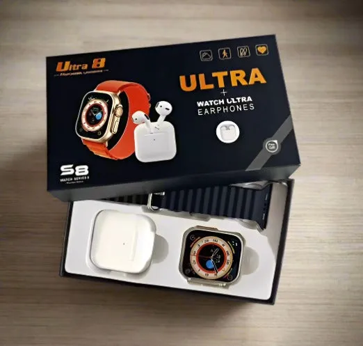 2 in 1 S8 Ultra Smartwatch with Free Earphones