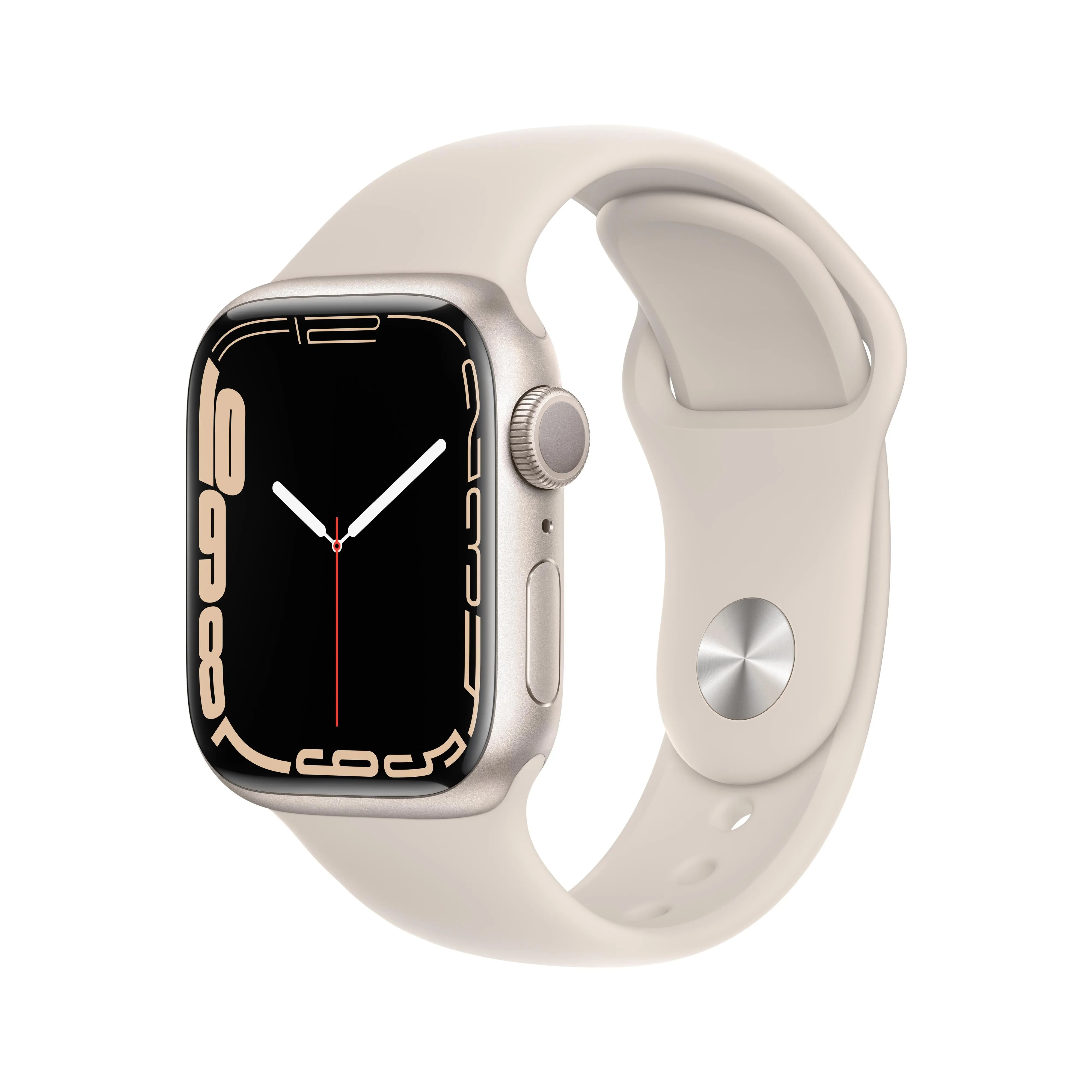 Apple Watch Nike Series 7 GPS, 41mm Starlight Aluminium Case with Pure Platinum/Black Nike Sport Band - Regular