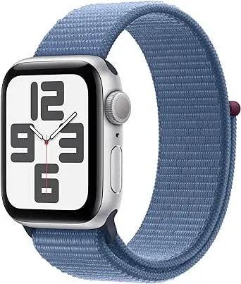 Apple Watch SE 2 (2023) 44mm (GPS) - Silver Aluminum Case with Storm Blue Sport Loop - Size:One Size - (MREF3LL/A)