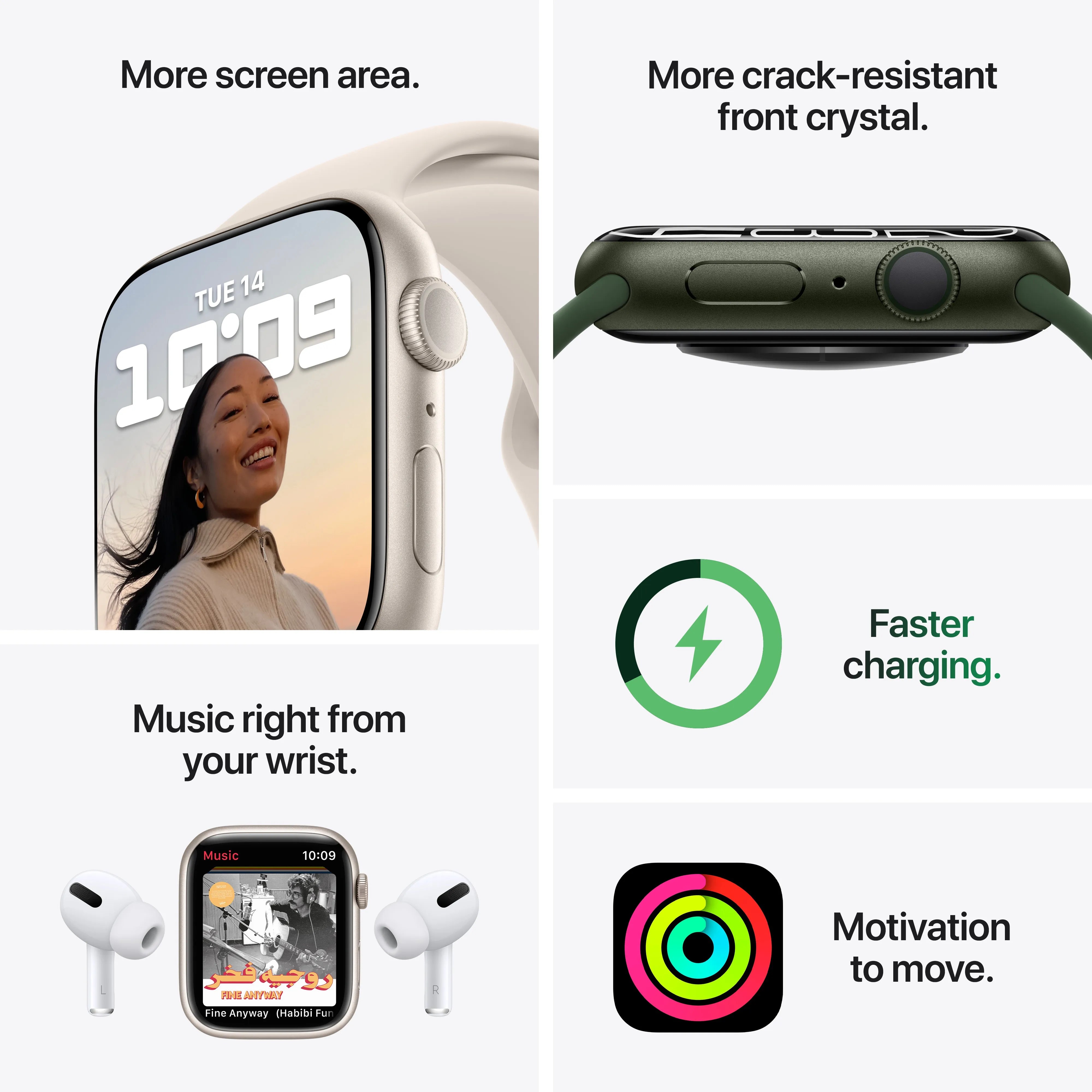 Apple Watch Series 7 GPS, 45mm Green Aluminium Case with Clover Sport Band - Regular