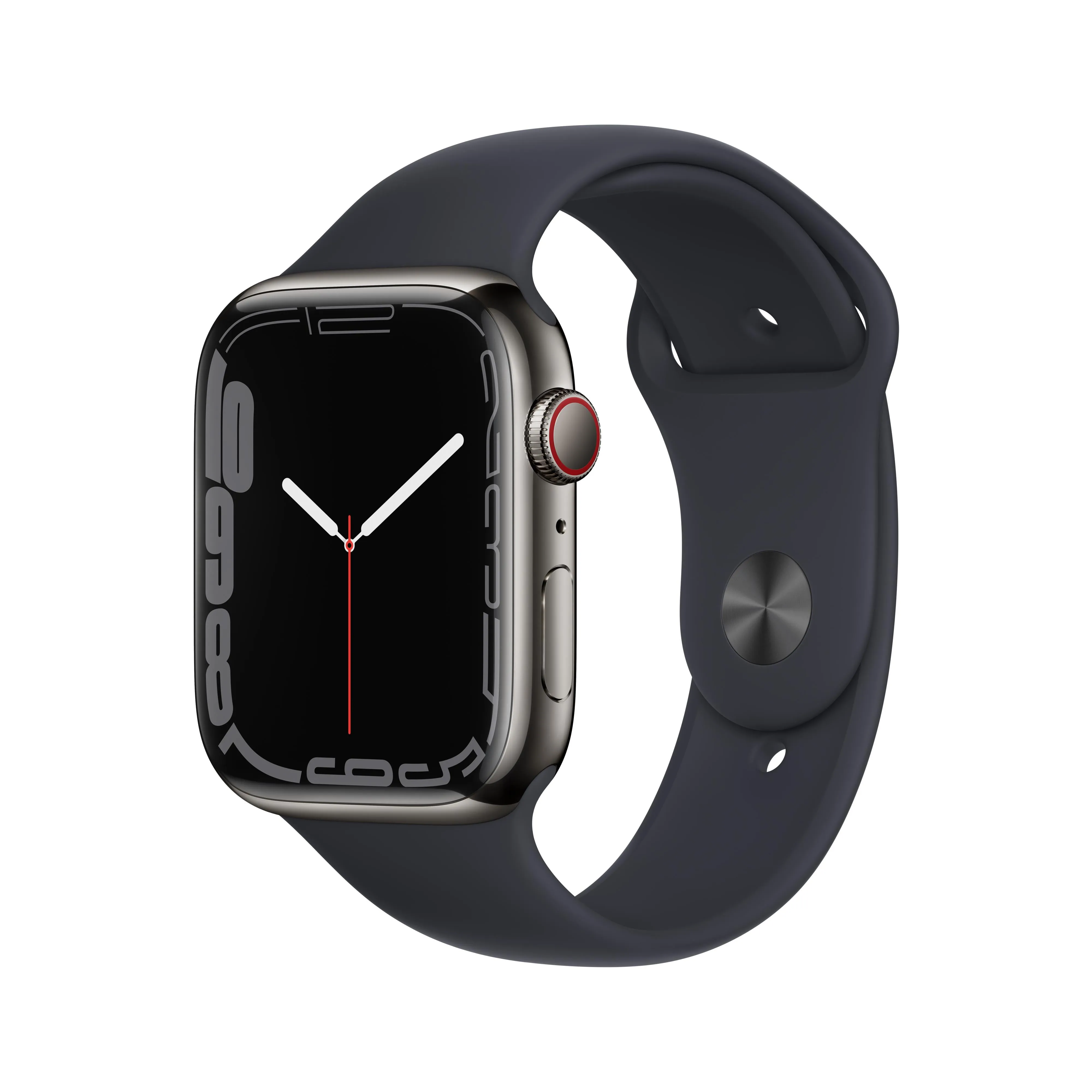 Apple Watch Series 7 GPS   Cellular, 45mm Graphite Stainless Steel Case with Midnight Sport Band - Regular