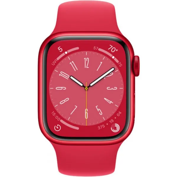 Apple Watch Series 8  45mm (GPS CELLULAR) Red Aluminum Case with Red Sport Band Size:M/L (MNVU3LL/A)