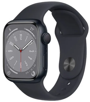 Apple Watch Series 8 (GPS CELLULAR) 41mm Midnight Aluminum Case with Midnight Sport Band - Size:M/L -  (MNUW3LL/A)