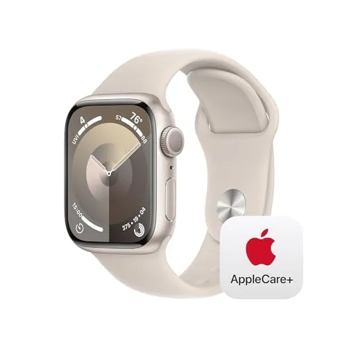 Apple Watch Series 9 GPS 41mm Starlight Aluminum Case with Starlight Sport Band - S/M with AppleCare  (2 Years)