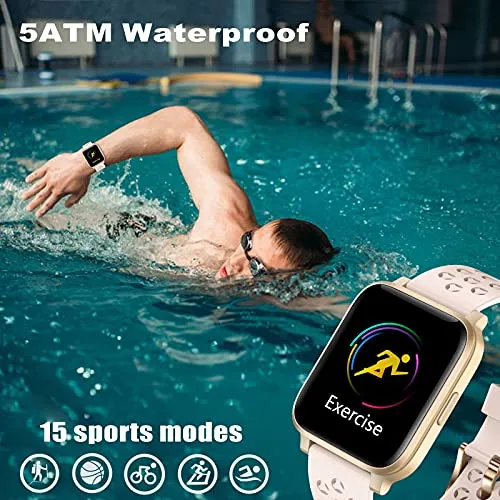 ASWEE Smart Watch for Women Men, Fitness Trackers with Blood Oxygen, Heart Rate and Sleep Monitor, Pedometer Step Counter Watch with 5ATM Waterproof, Smartwatch Compatible with iPhone Android Phones