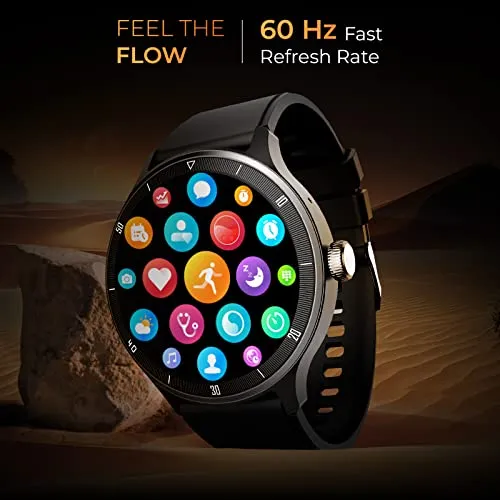 beatXP Flux 1.45" (3.6 cm) Ultra HD Display Bluetooth Calling Smart Watch, 415 * 415px, 60Hz Refresh Rate, Rotary Crown, 500 Nits, Always On Display, Health Tracking, 100  Sports Modes (Black)