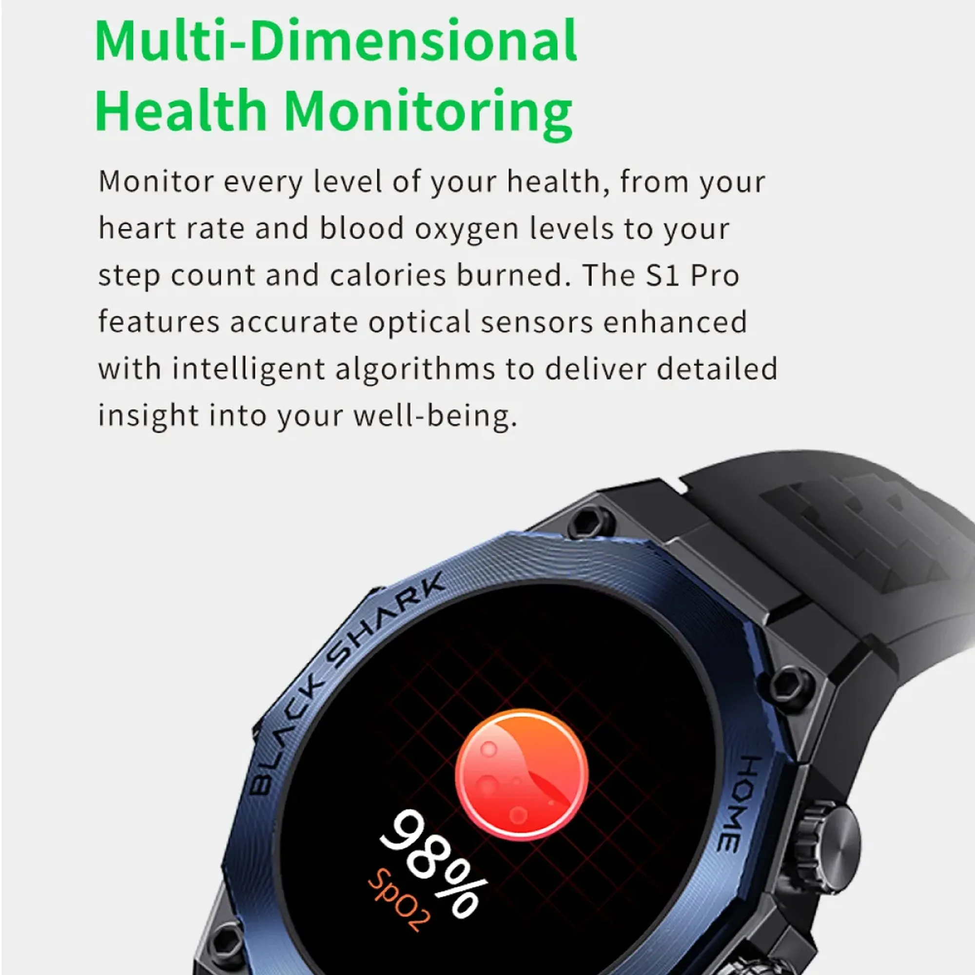 Black Shark S1 Pro Smartwatch 15 Days Battery Life , Build in AI Chatbot , Heatlh Monitoring & Bluetooth Call