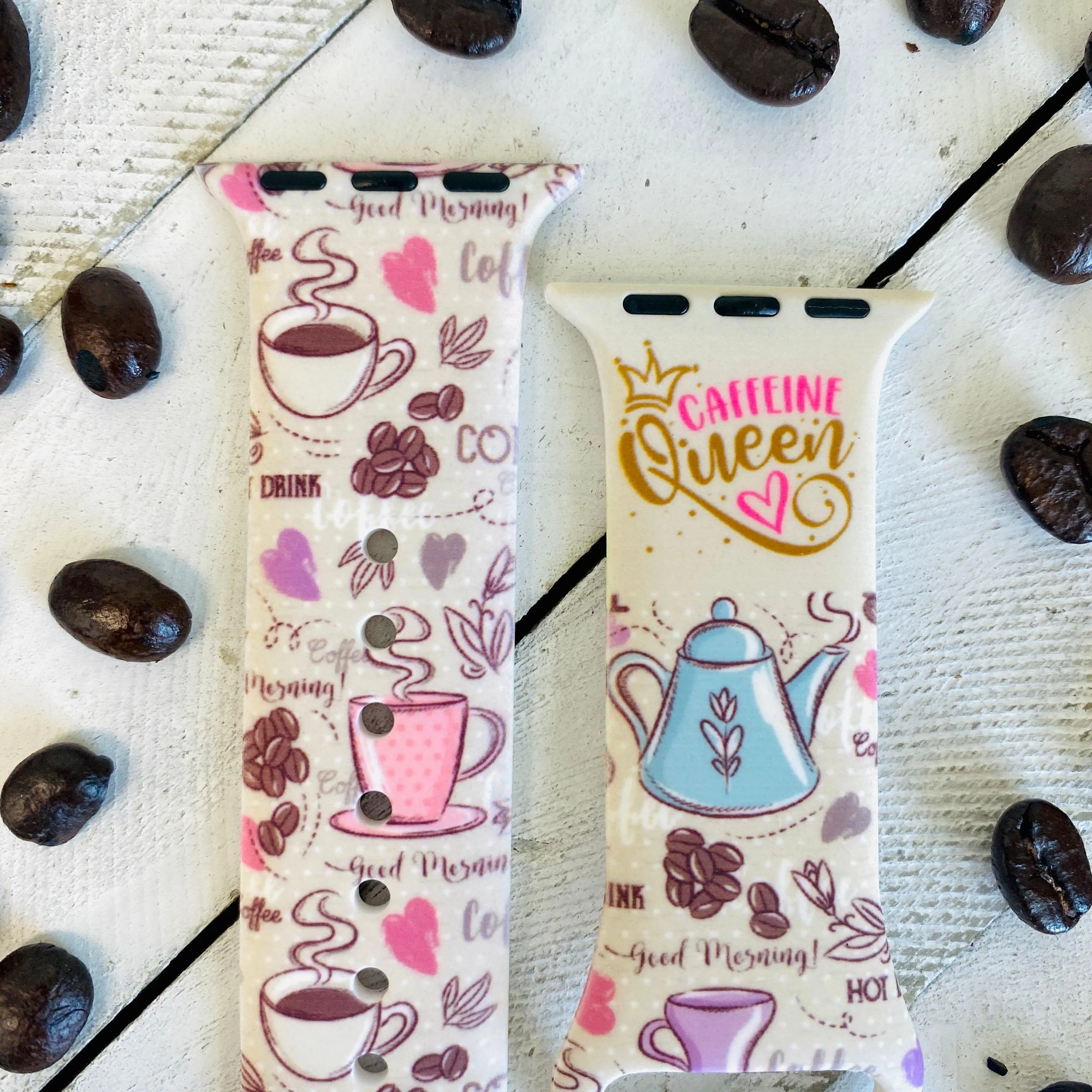 Caffeine Queen Print Silicone Band For Apple Watch