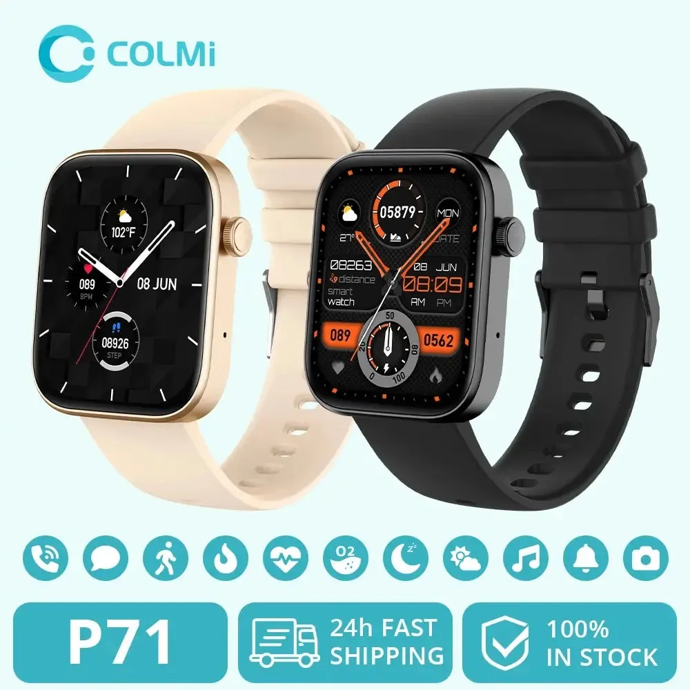 COLMI P71 Smartwatch | Voice Calling, Health Tracking, IP68 Waterproof