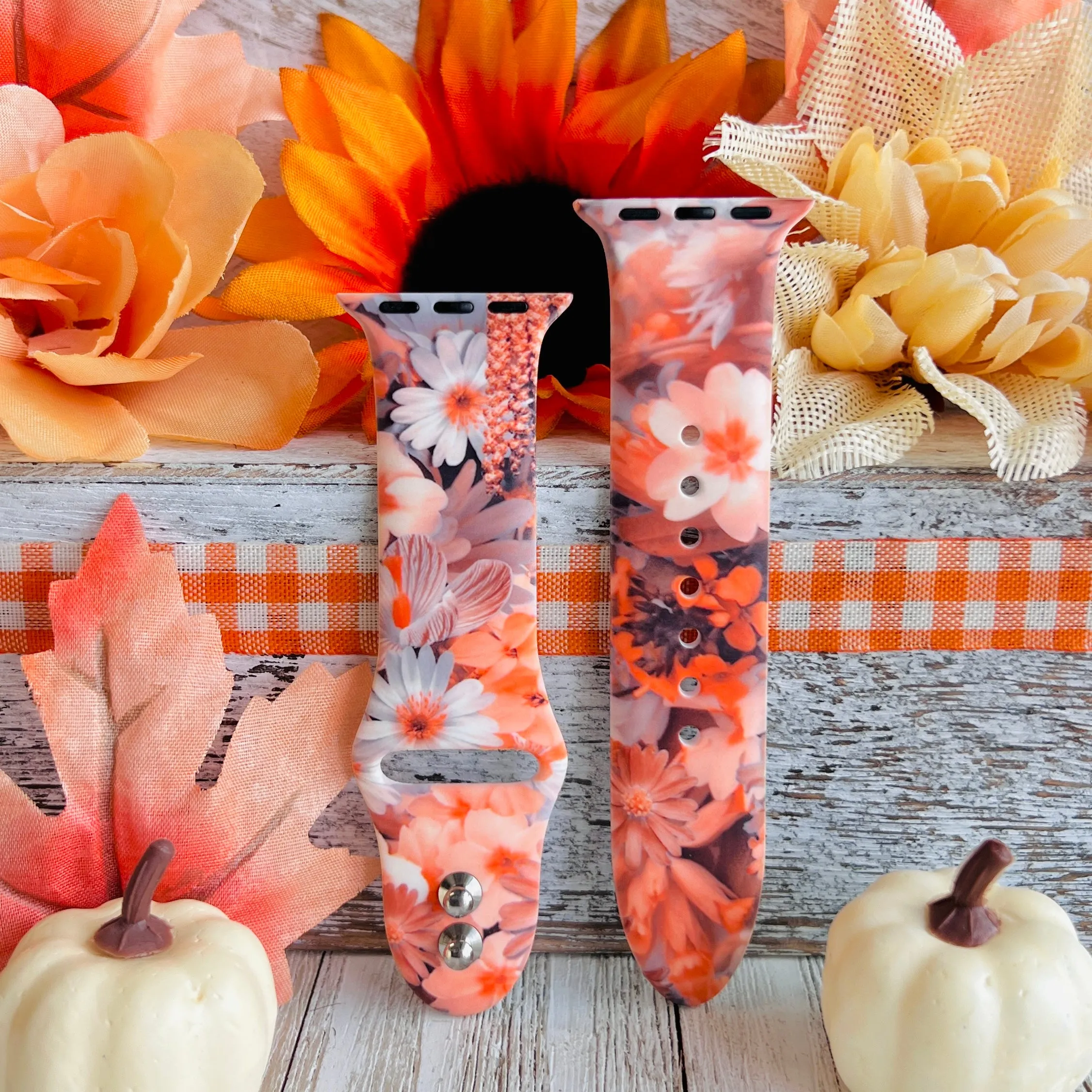 Fall Blooms Print Silicone Band For Apple Watch