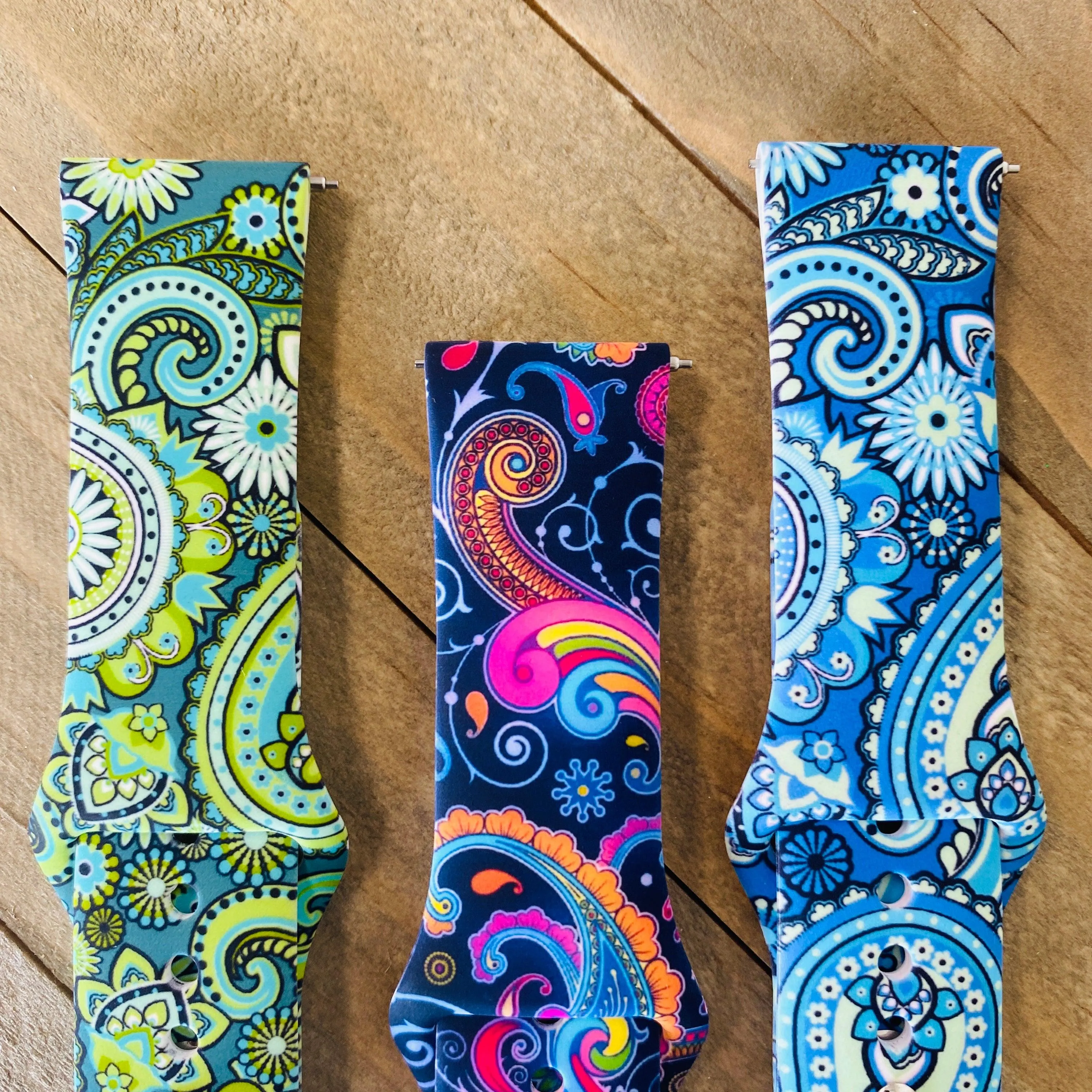 Fancy Paisley Print Silicone Band For Fitbit Versa 1/2 Multiple Colors Available