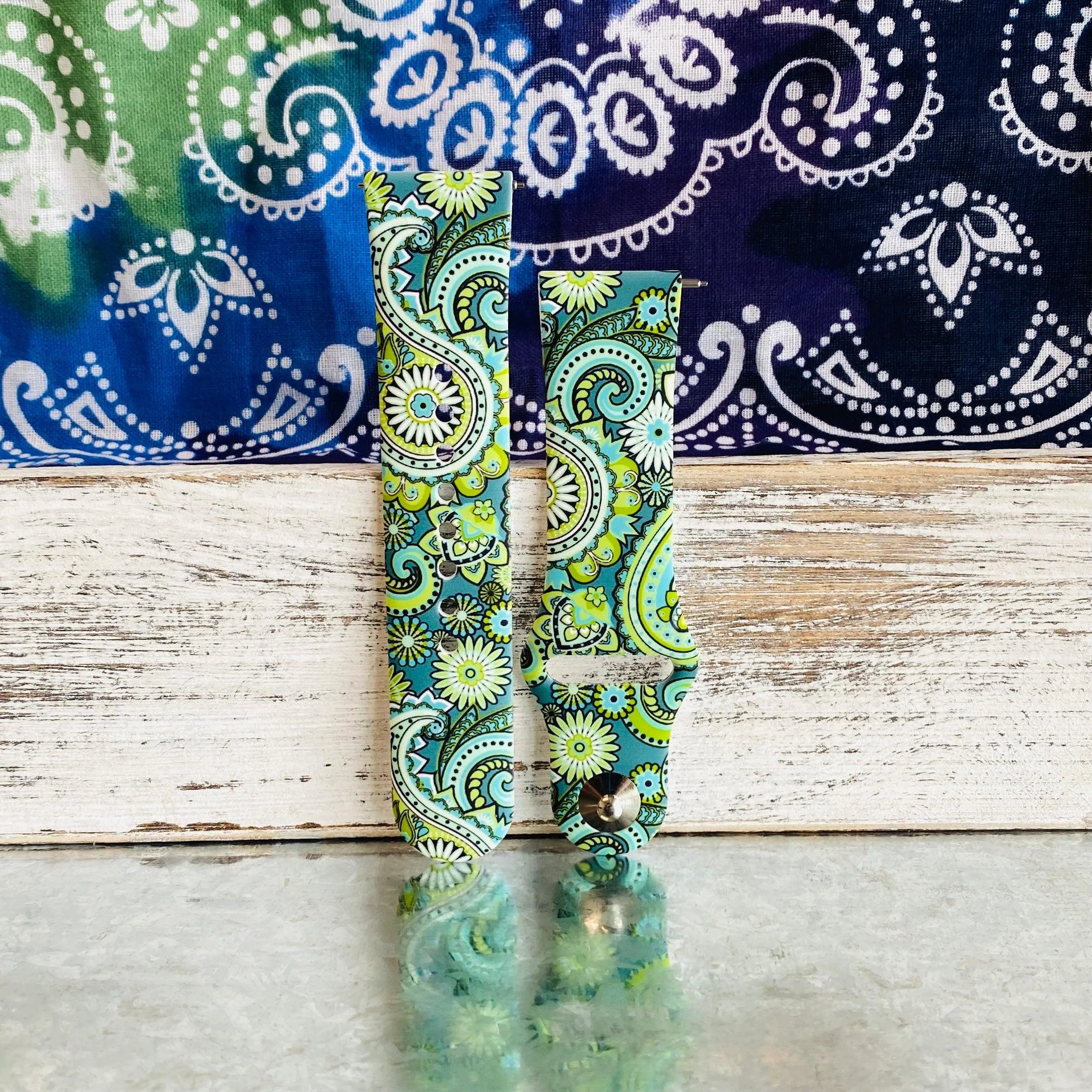 Fancy Paisley Print Silicone Band For Fitbit Versa 1/2 Multiple Colors Available