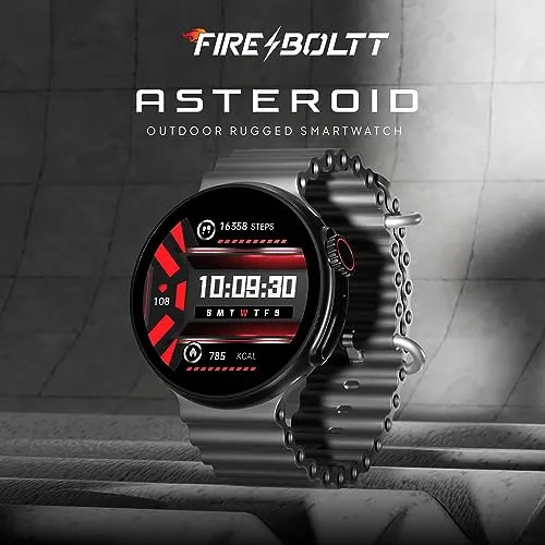 Fire-Boltt Asteroid 1.43” Super AMOLED Display Smart Watch, One Tap Bluetooth Calling, 466 * 466 px Resolution, 123 Sports Modes, in-Built Voice Assistance, 350mAh Large Battery (Black)