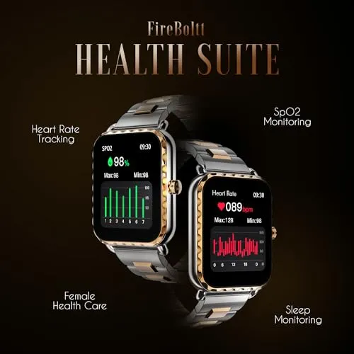 Fire-Boltt Jewel Luxury Stainless Steel Smart Watch - 1.85 Display, 320x386 Resolution, 600 NITS Brightness, 60Hz Refresh Rate, 120 Sports Modes, IP67 Water Resistant