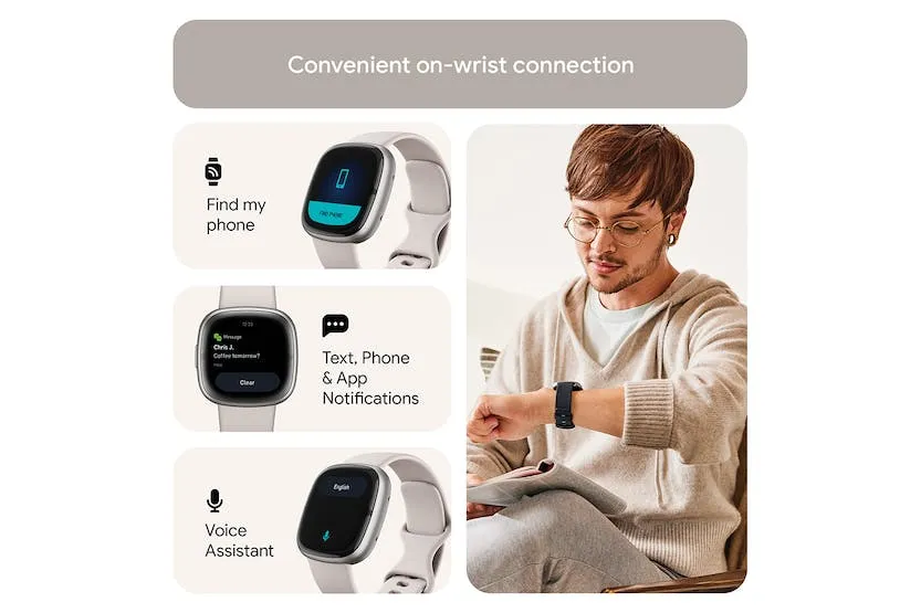 Fitbit Sense 2 Smartwatch Lunar White & Platinum