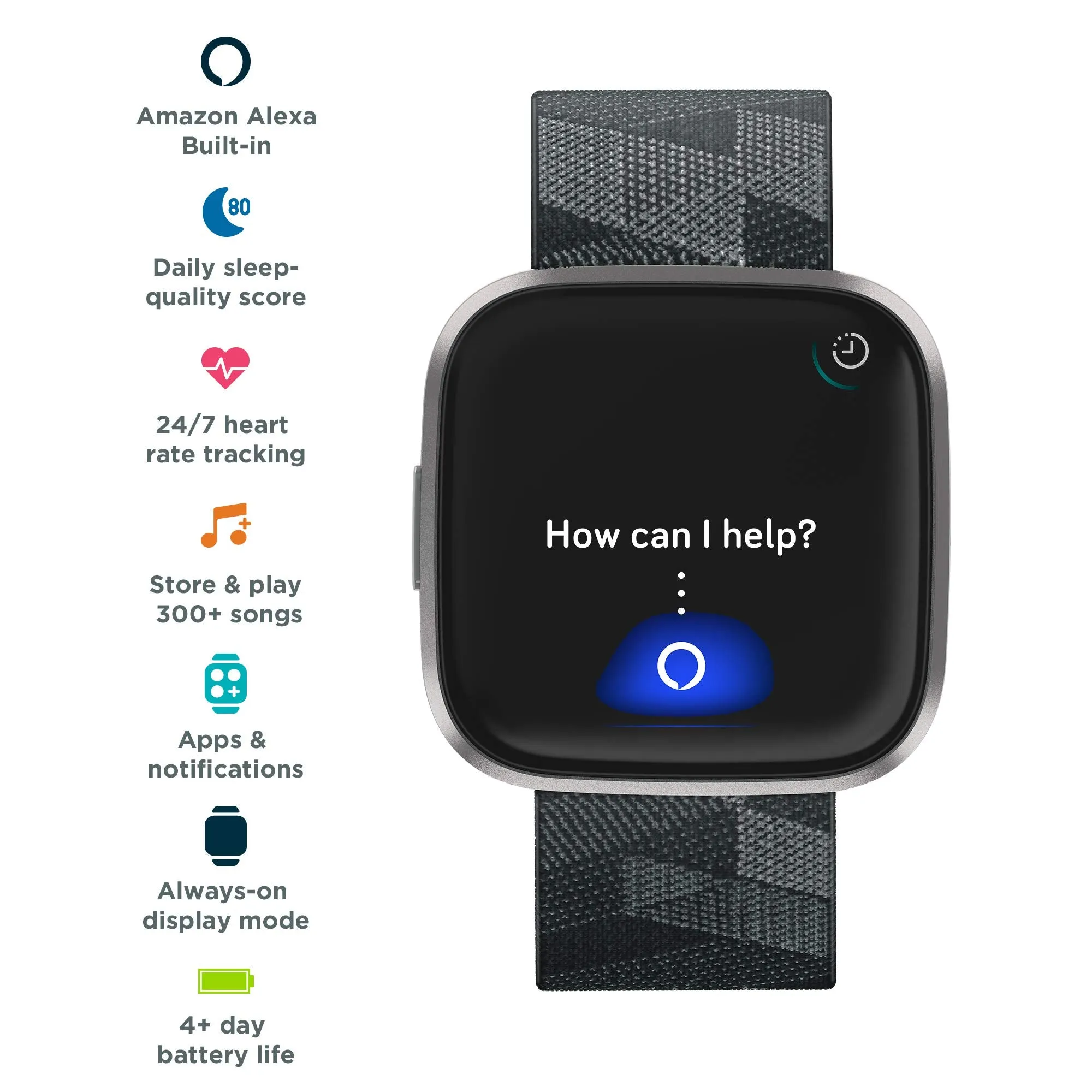 Fitbit Versa 2, Special Edition, Health & Fitness Smartwatch with Voice Control, Sleep Score & Music, SE Smoke Woven