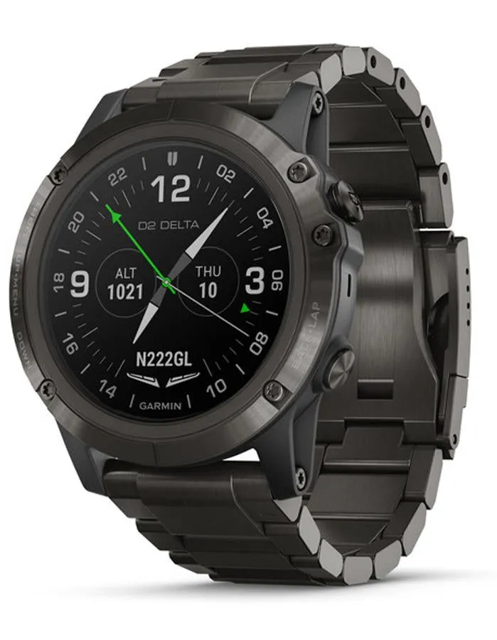 Garmin D2 Delta Aviator Mens Watch - Titanium Bezel - DLC Titanium Bracelet