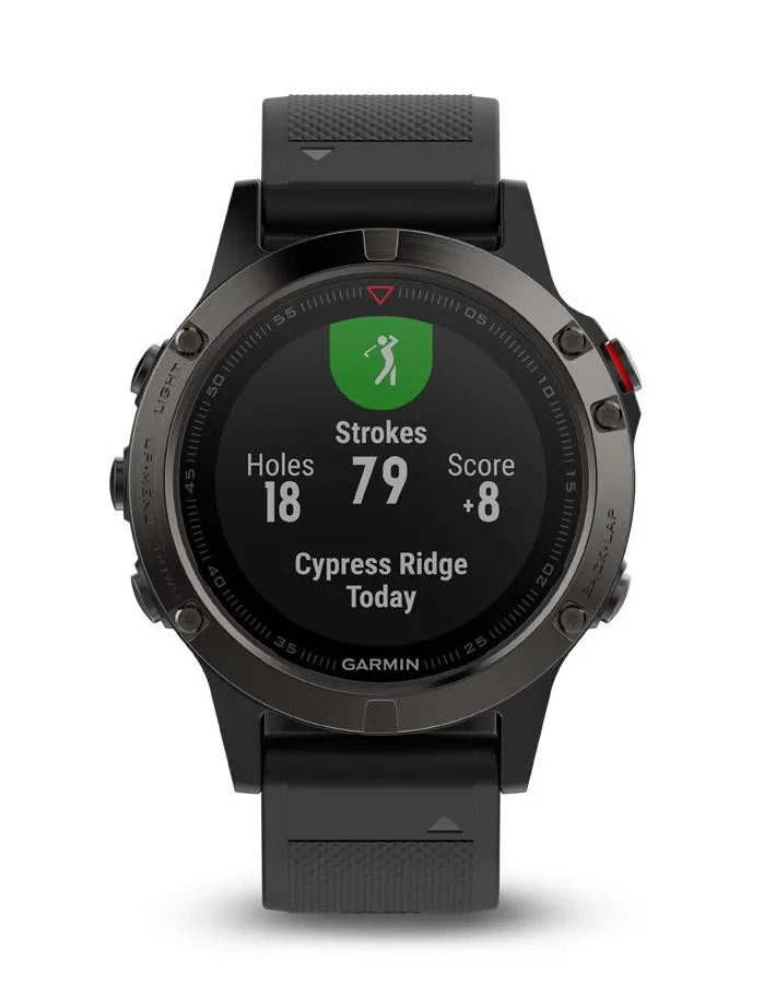 Garmin Fenix 5 Multisport Smartwatch - GPS - Slate Gray - Black Silicone Band