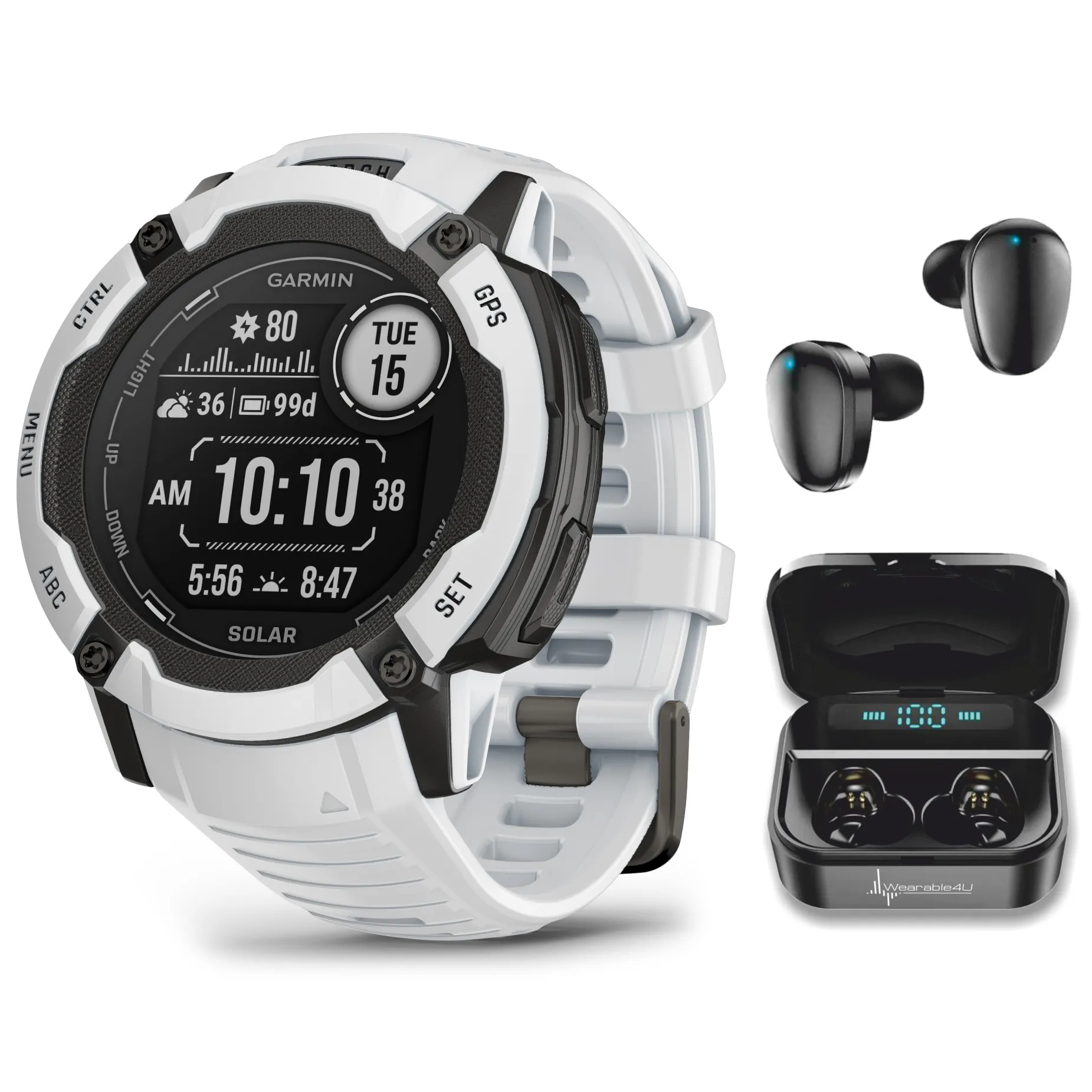 Garmin Instinct 2X Solar Series Rugged GPS Men Smartwatch with Power Glass Lens, LED Flashlight