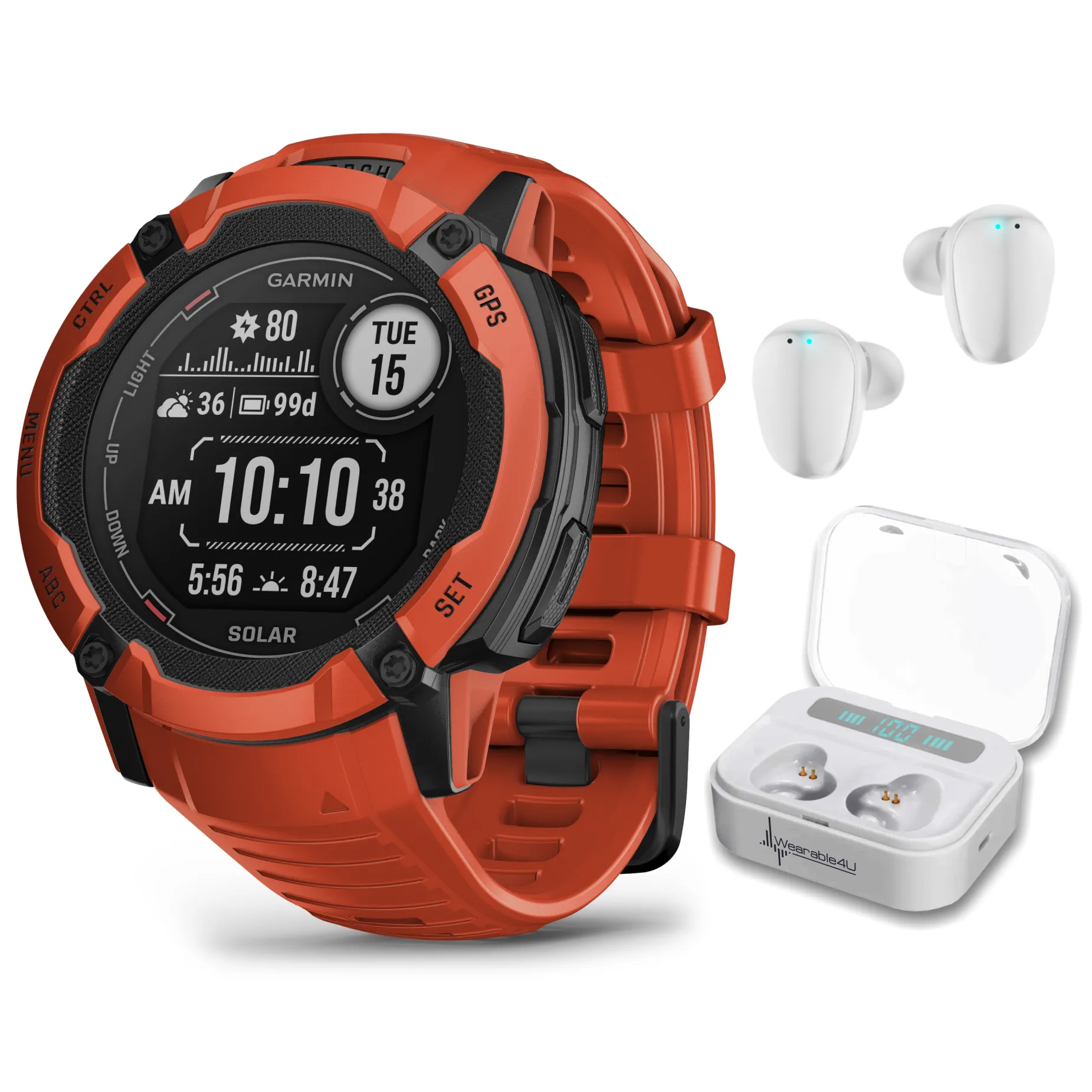 Garmin Instinct 2X Solar Series Rugged GPS Men Smartwatch with Power Glass Lens, LED Flashlight