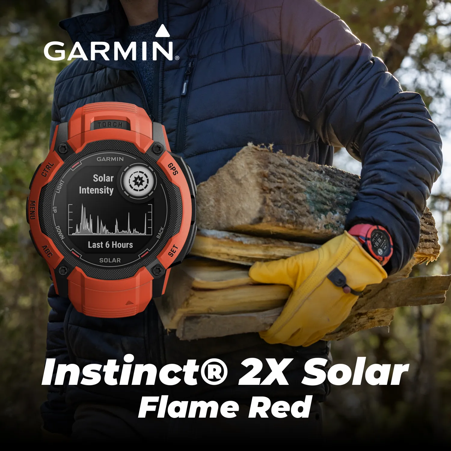 Garmin Instinct 2X Solar Series Rugged GPS Men Smartwatch with Power Glass Lens, LED Flashlight