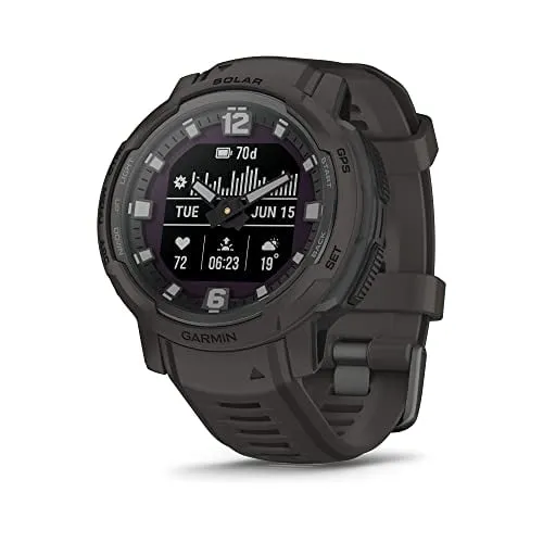 Garmin Instinct Crossover Solar, Rugged Hybrid Smartwatch with Solar, Analog Hands and Digital Display, Graphite