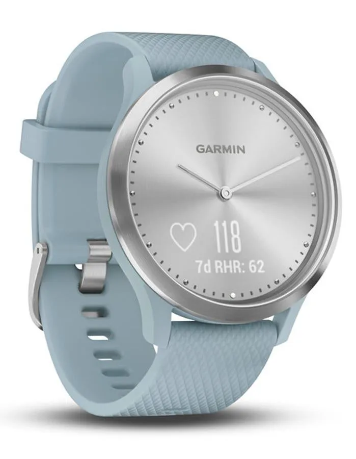 Garmin Vivomove HR Hybrid Smartwatch - Stainless - Sea Foam Strap - Bluetooth