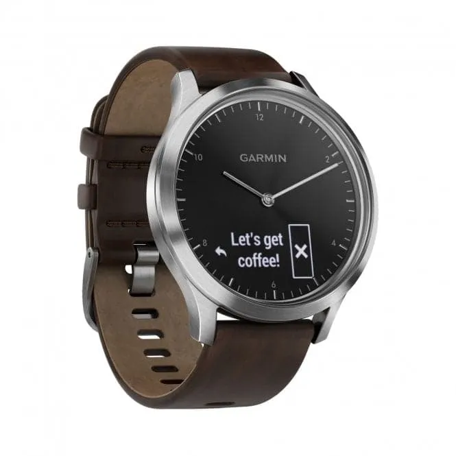 Garmin Vívomove HR Black with Brown Leather Band 010-01850-04