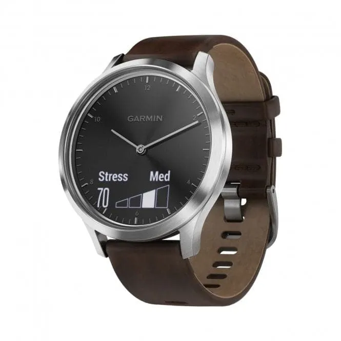 Garmin Vívomove HR Black with Brown Leather Band 010-01850-04