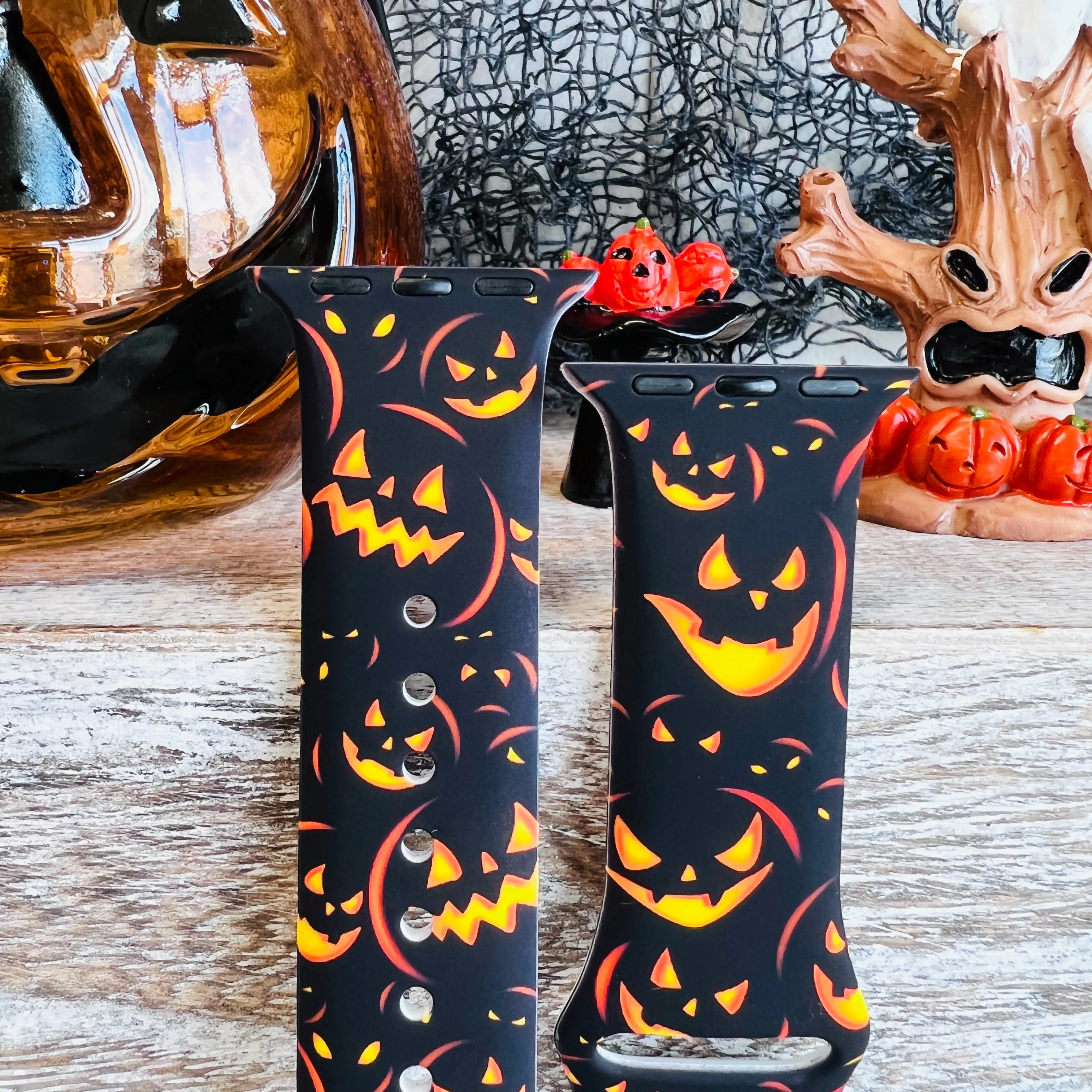 Jack-O-Lantern Print Silicone Band For Apple Watch