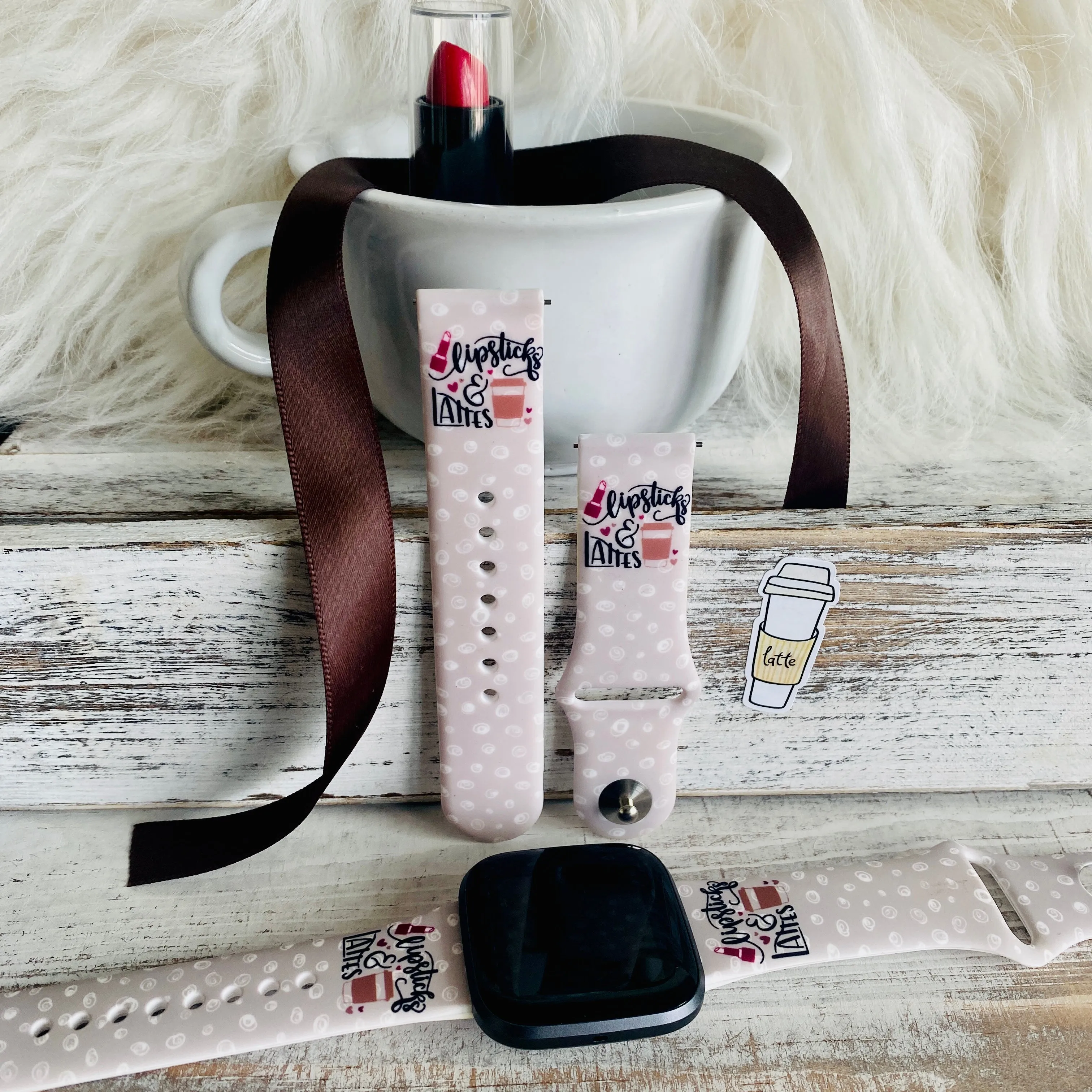 Lipstick & Latte's Print Silicone Band For Fitbit Versa 1/2