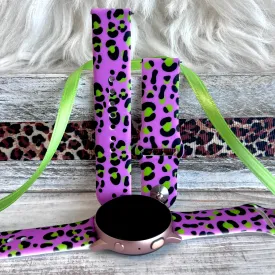 Neon Grape Leopard Print Silicone Band For Samsung Watch