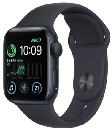 New - Apple Watch SE 2 (2022) 40mm (GPS) - Midnight Aluminum Case With Midnight Sport Band- Size:M/L - (MNT83LL/A | MNT83CL/A )