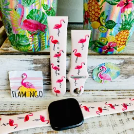 Pink Flamingo Print Band For Fitbit Versa 1/2