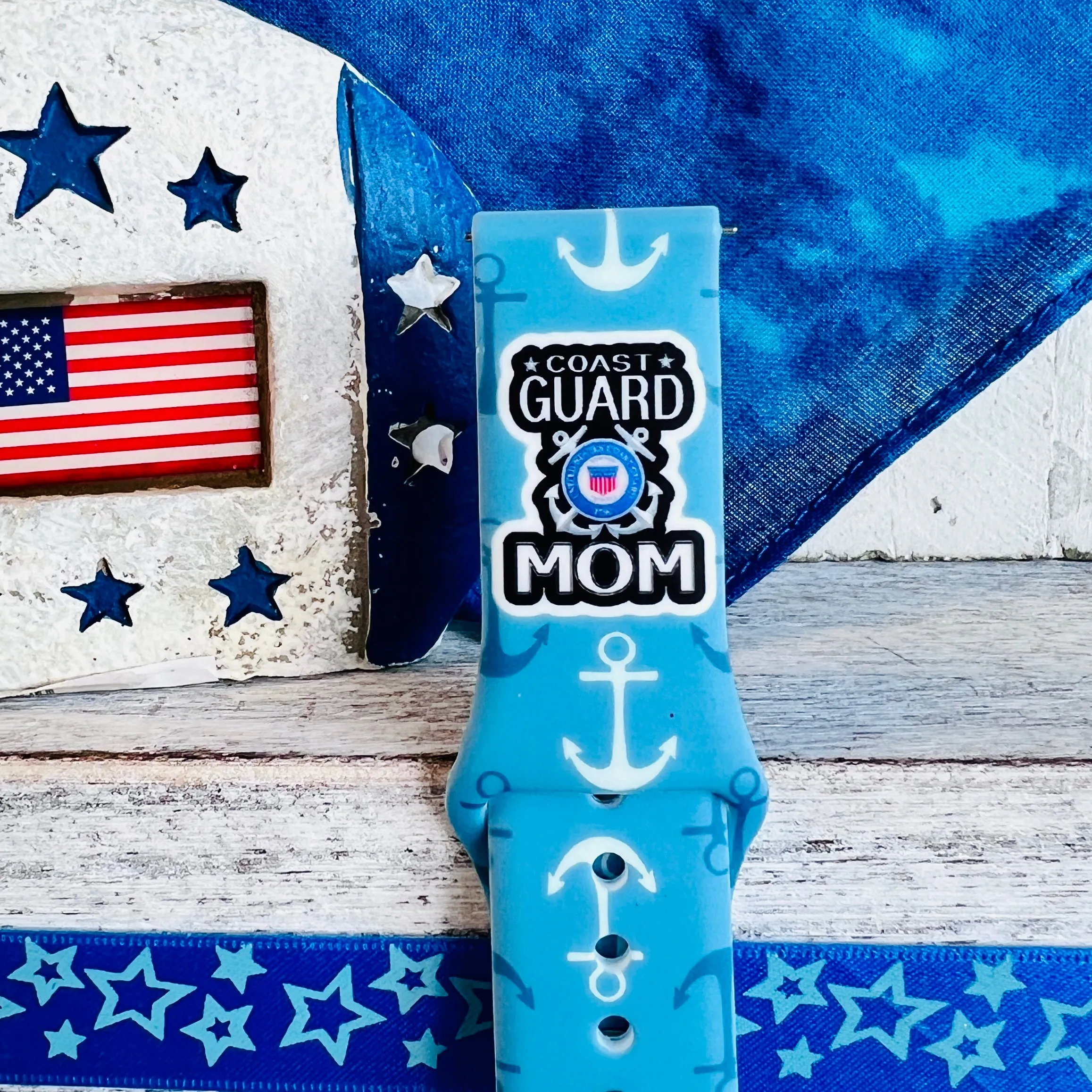 Proud Coast Guard Mom Print Silicone Band For Samsung Watch