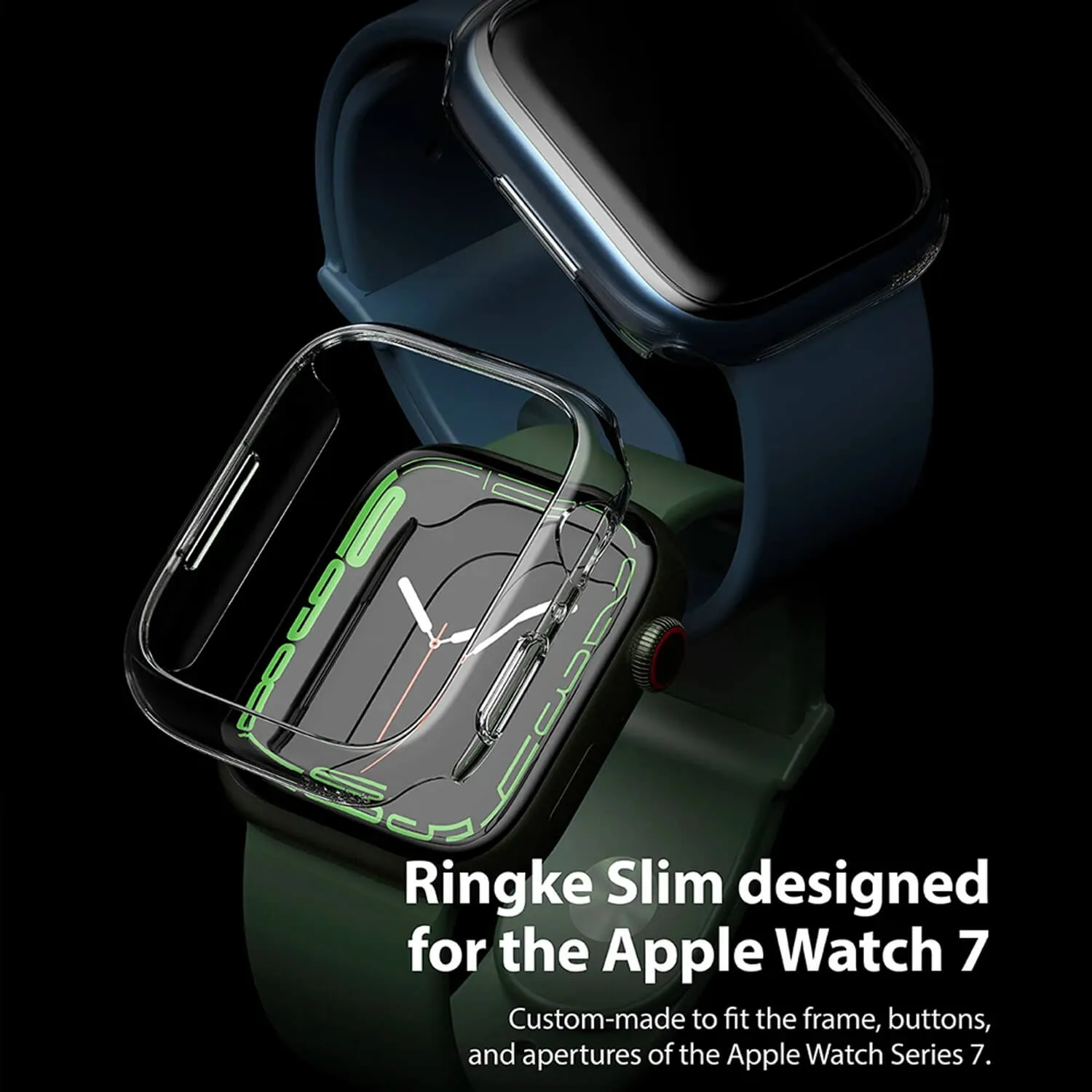 Ringke Apple Watch Series 9 / 8 / 7 45mm Case Clear Deep Green 2 Pack