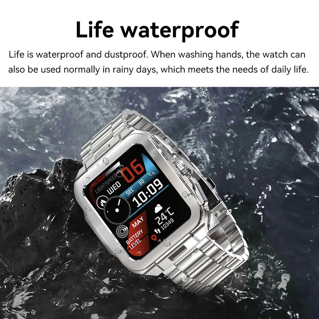 RollsTimi RT92 Men's Smartwatch Waterproof Stainless Steel Tonneau Smart Watch for Women Sports Fitness Tracker, Heart Rate Blood Pressue Monitoring, Bluetooth Call