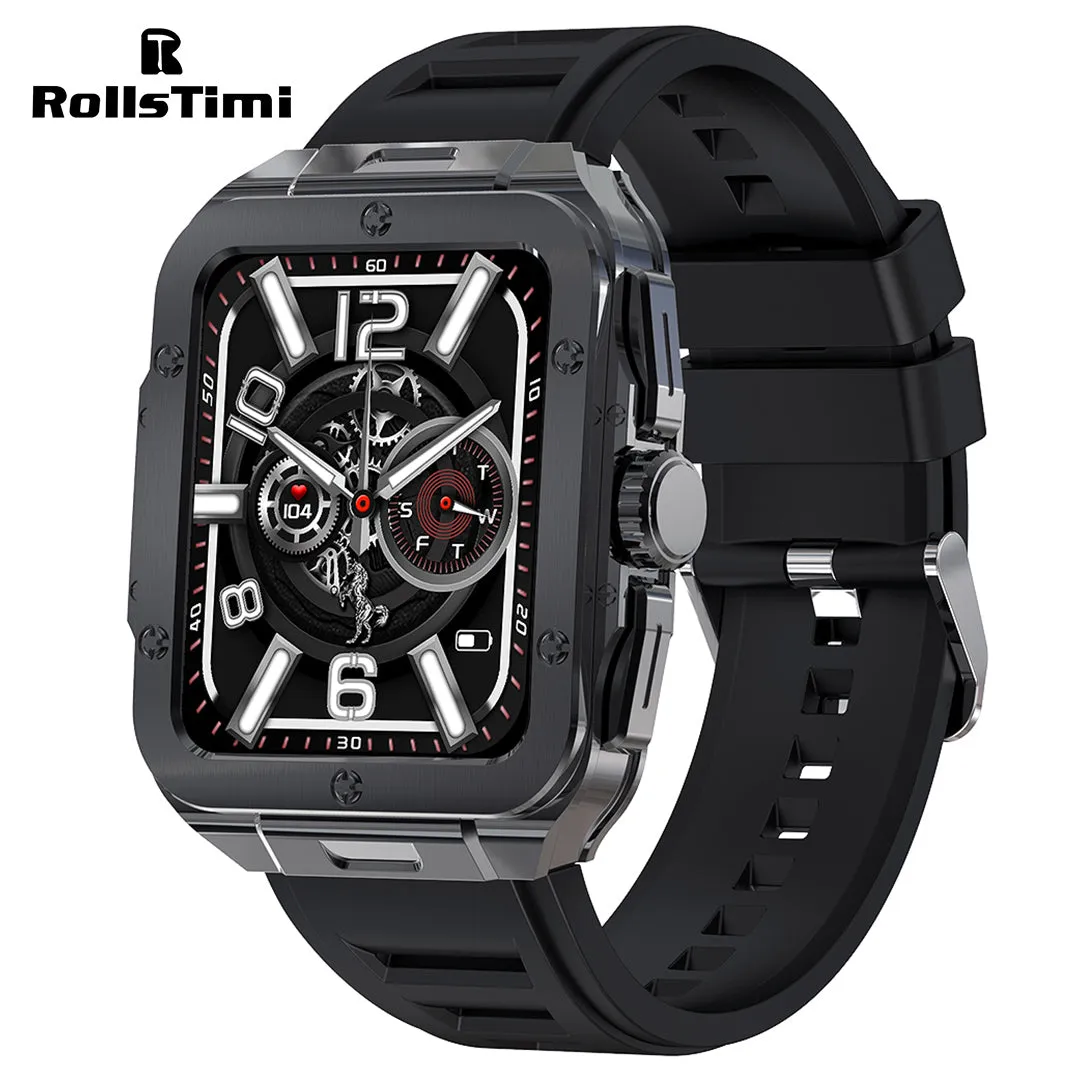 RollsTimi RT92 Men's Smartwatch Waterproof Stainless Steel Tonneau Smart Watch for Women Sports Fitness Tracker, Heart Rate Blood Pressue Monitoring, Bluetooth Call