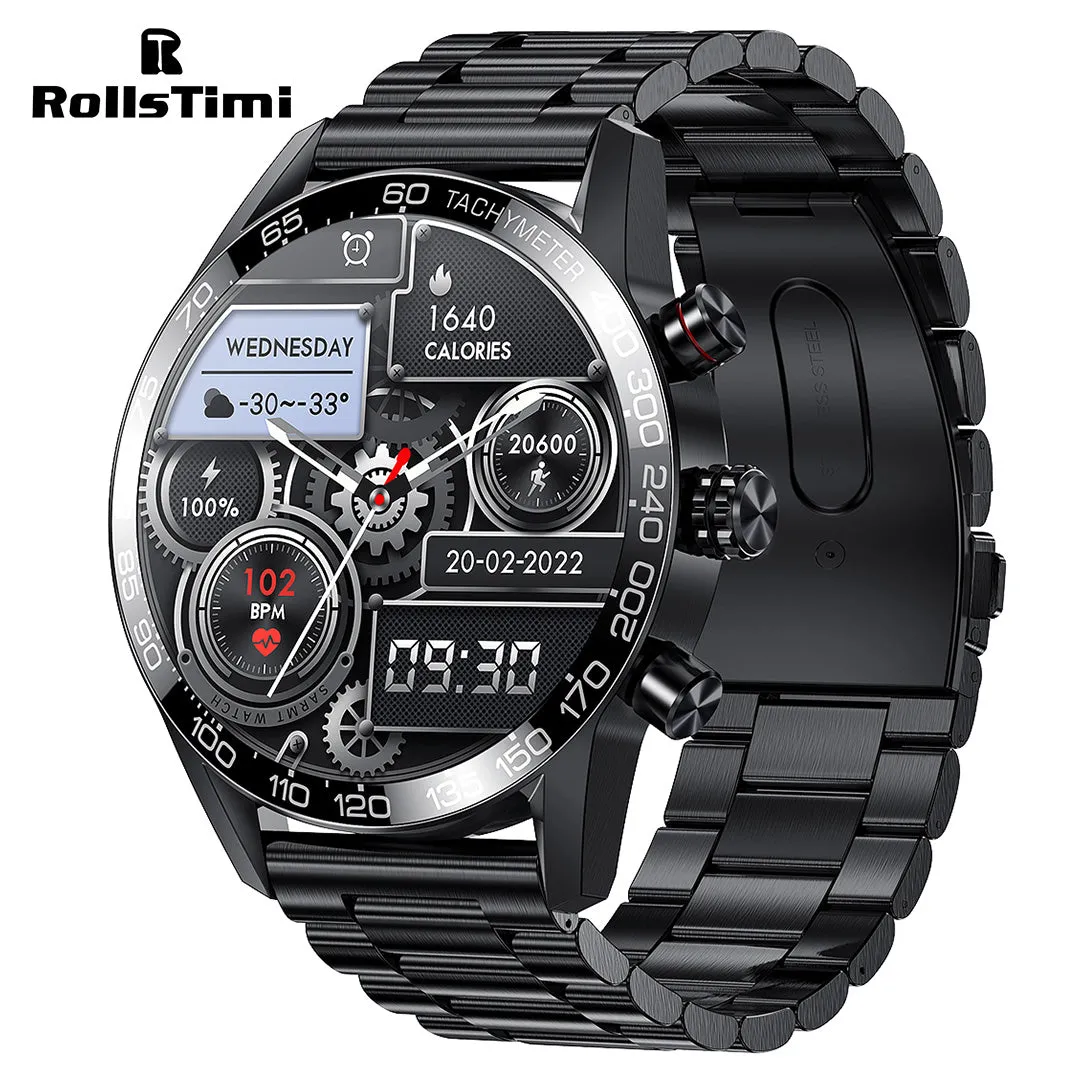 RollsTimi RT9MPro Luxury Men's Smart Watches Business Sports Waterproof Smartwatch for Women Fitness Tracker, Bluetooth Call, Heart Rate Blood Pressure Monitoring