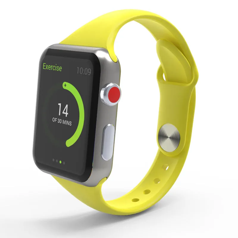 Slim Solid Color Silicone Band For Apple Watch Multiple Colors Available