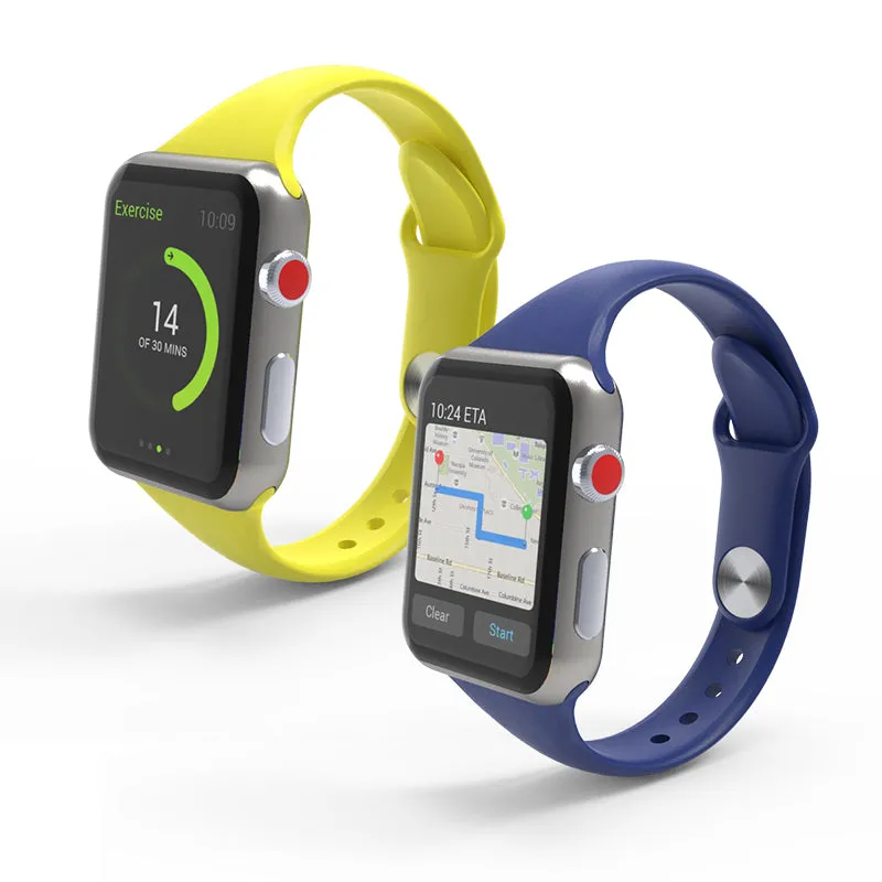 Slim Solid Color Silicone Band For Apple Watch Multiple Colors Available