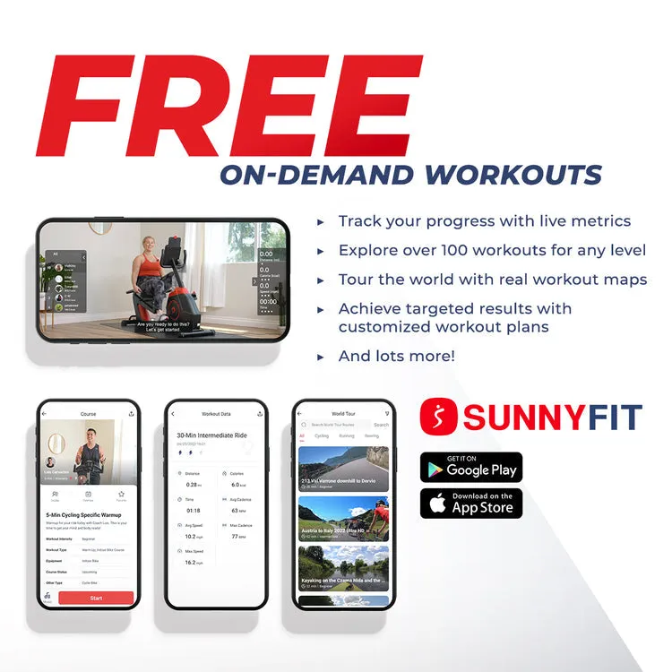 Sunny Health & Fitness Performance Interactive Series Recumbent Exercise Bike with Exclusive SunnyFit App Enhanced Bluetooth Connectivity - SF-RB420031