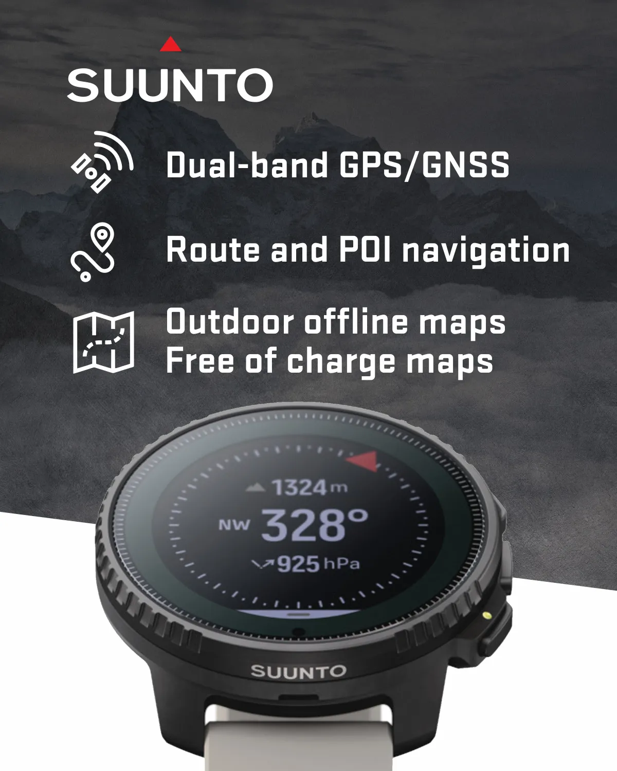 SUUNTO Vertical Adventure GPS Watch, Large Screen, Offline Maps, Solar Charging with Wearable4U Power Bank SQ Bundle