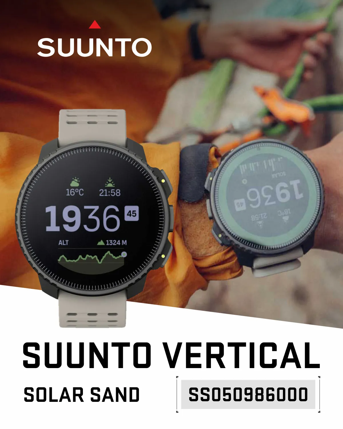 SUUNTO Vertical Adventure GPS Watch, Large Screen, Offline Maps, Solar Charging with Wearable4U Power Bank SQ Bundle