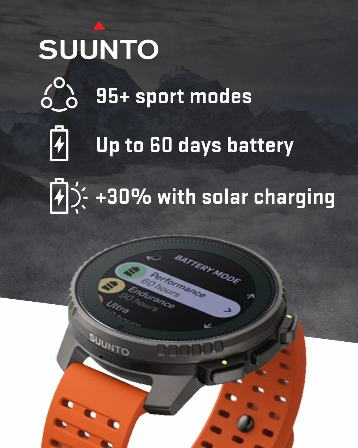 SUUNTO Vertical Adventure GPS Watch, Large Screen, Offline Maps, Solar Charging with Wearable4U Power Bank SQ Bundle