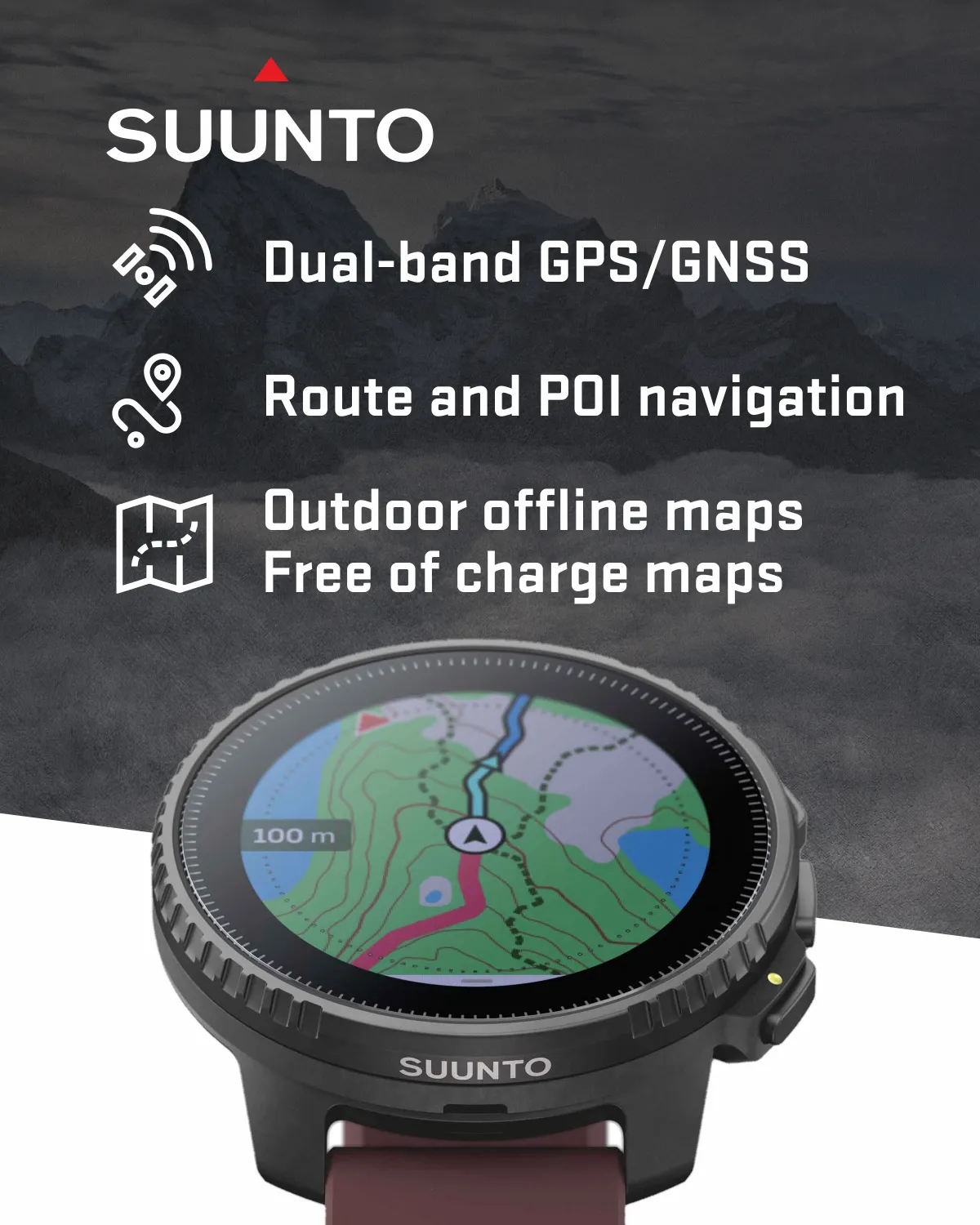 SUUNTO Vertical Adventure GPS Watch, Large Screen, Offline Maps, Solar Charging with Wearable4U Power Bank SQ Bundle