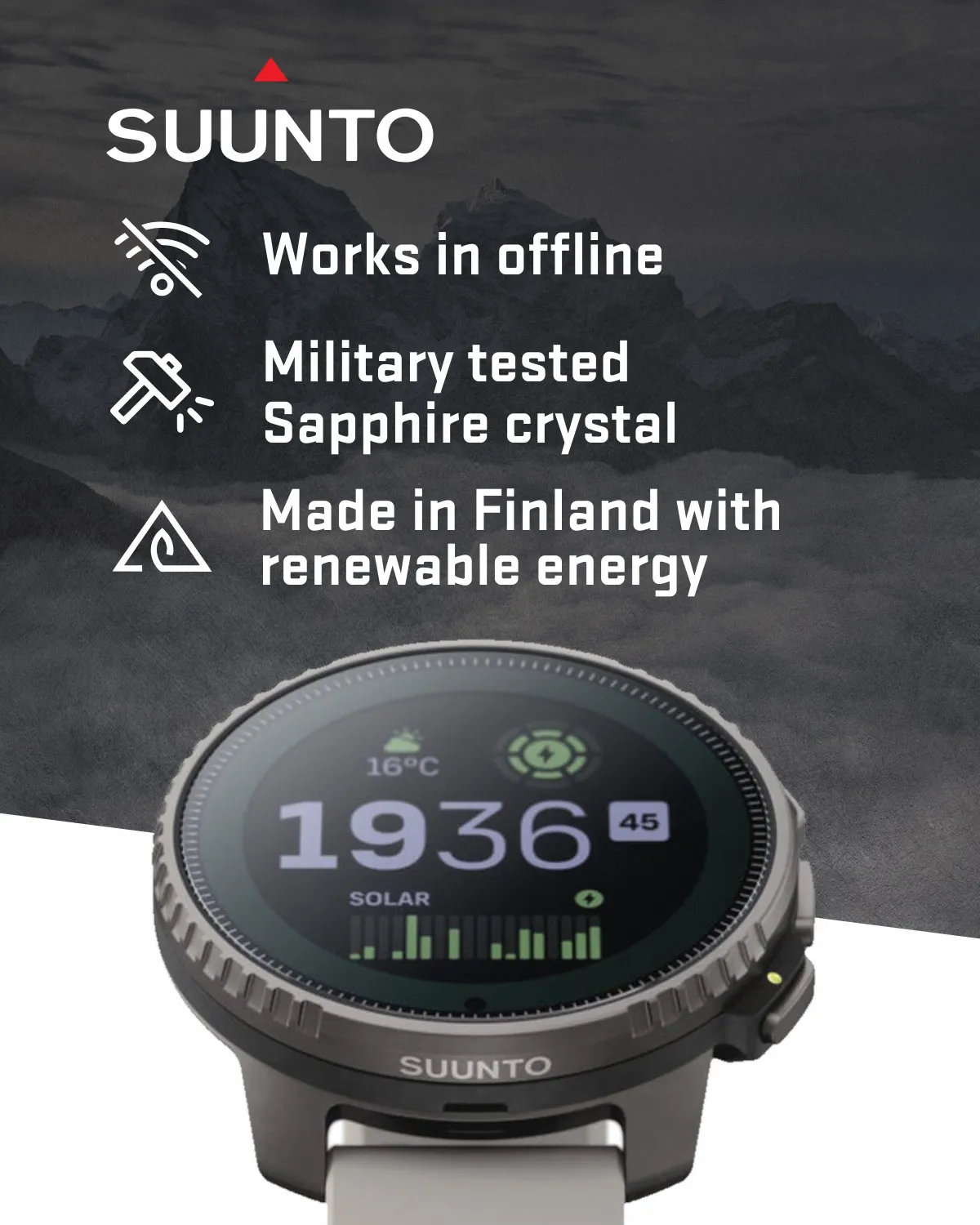 SUUNTO Vertical Adventure GPS Watch, Large Screen, Offline Maps, Solar Charging with Wearable4U Power Bank SQ Bundle