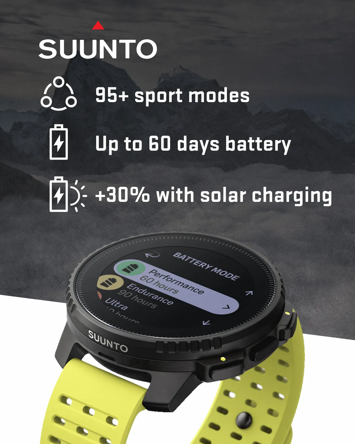 SUUNTO Vertical Adventure GPS Watch, Large Screen, Offline Maps, Solar Charging with Wearable4U Power Bank SQ Bundle