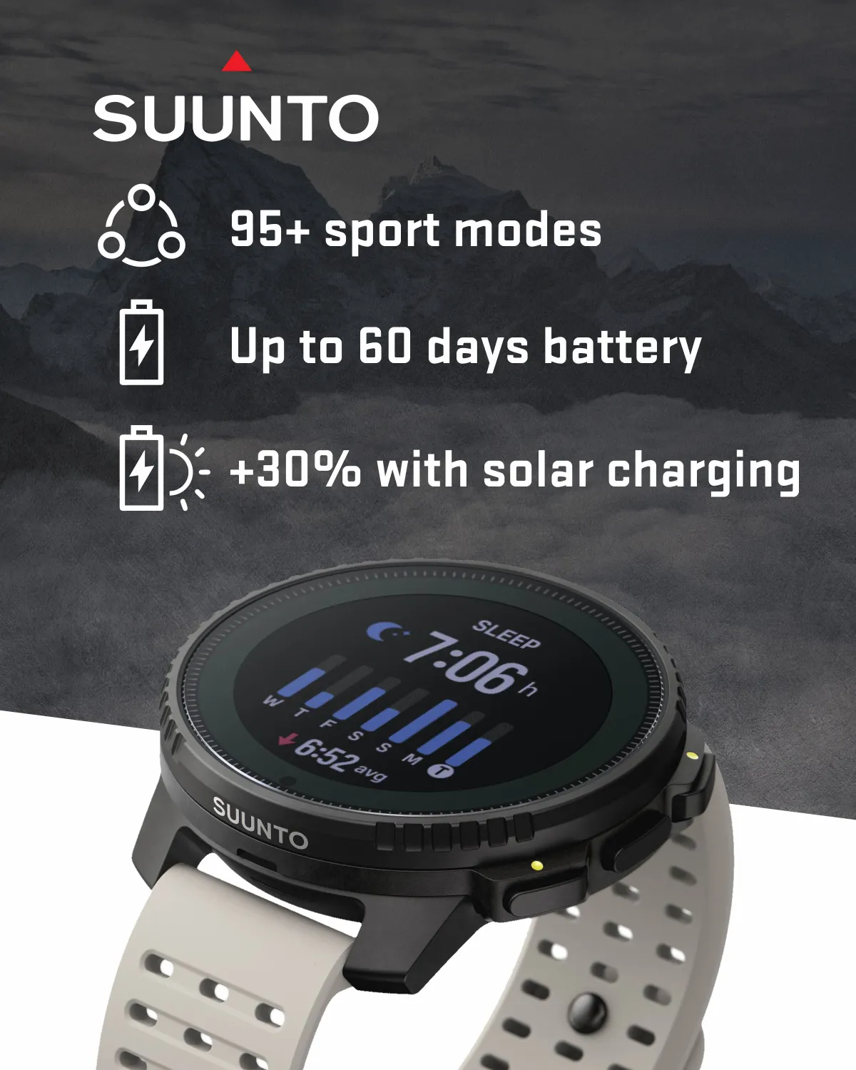 SUUNTO Vertical Adventure GPS Watch, Large Screen, Offline Maps, Solar Charging with Wearable4U Power Bank SQ Bundle